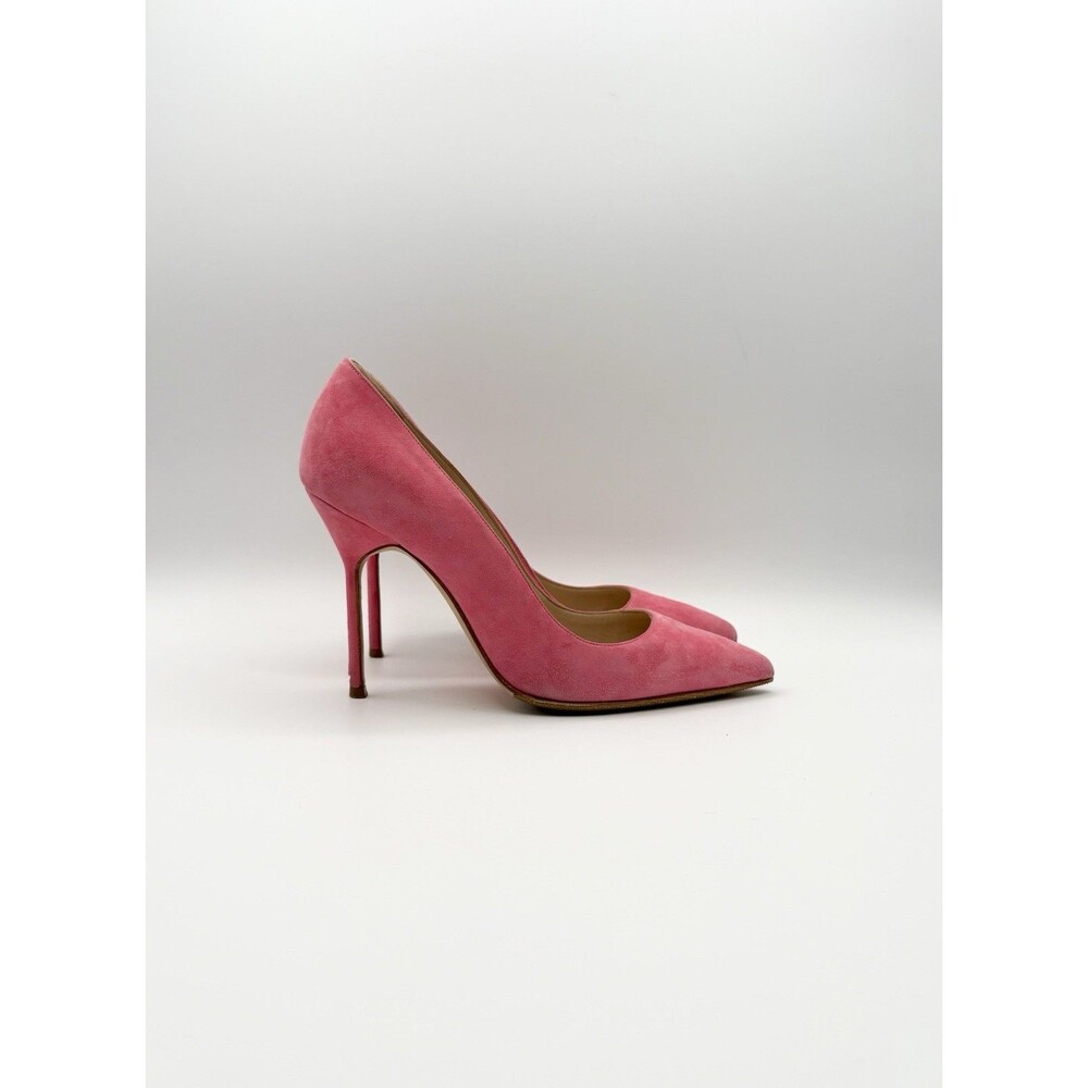 Manolo Blahnik Pink Suede Pointed Toe Stiletto Pumps BB 105mm Size EU 36